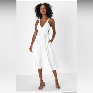 Bold New Look White Tie-Back Midi Dress With Pockets